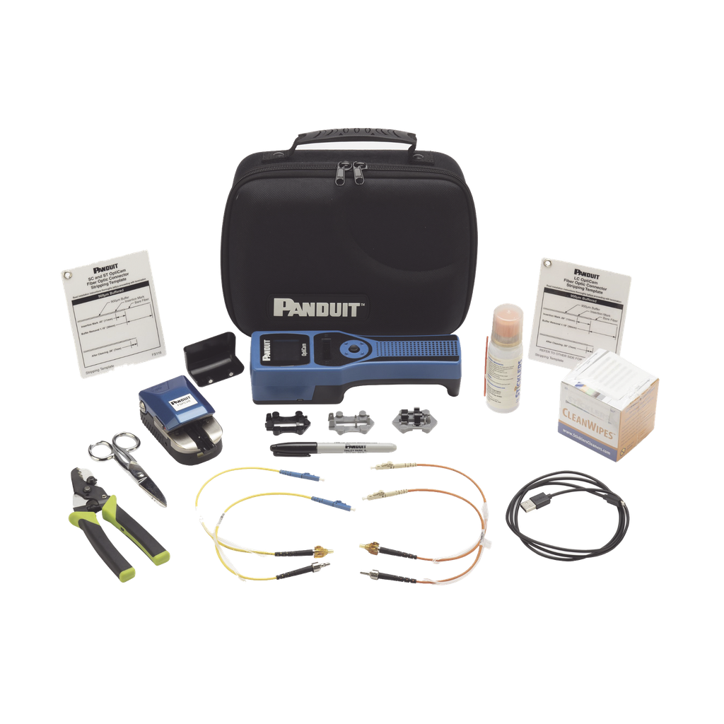 Kit Completo de Herramienta OCTT Opticam 2 de Panduit, para Terminación de Conectores Pre-Pulidos LC, SC o ST, Incluye Desforradora y Cleaver