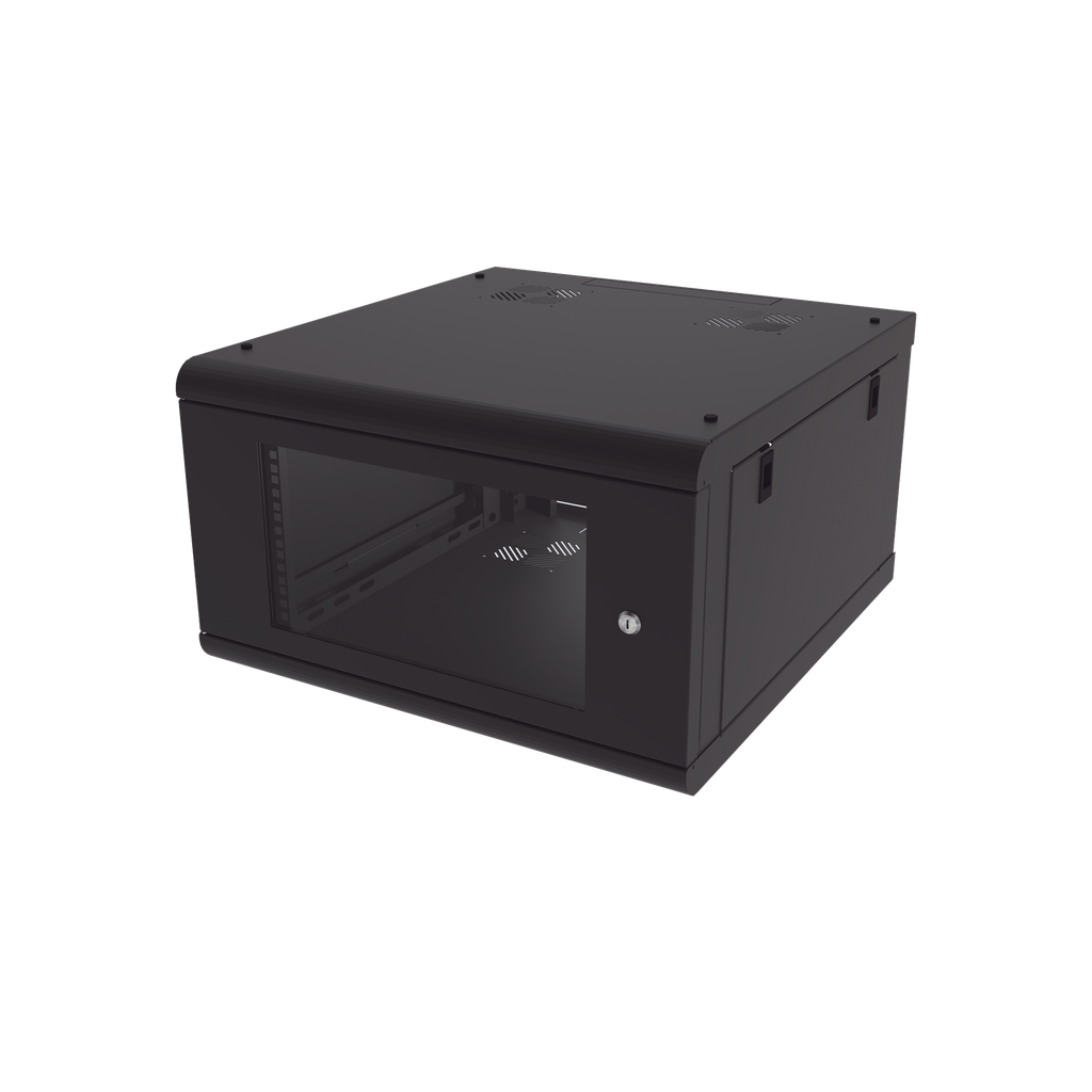 [SR-1906-GN2G] Gabinete de Pared con Puerta de Cristal Templado, 635 mm de Profundidad, 6U Rack de 19 in, Acero Reforzado