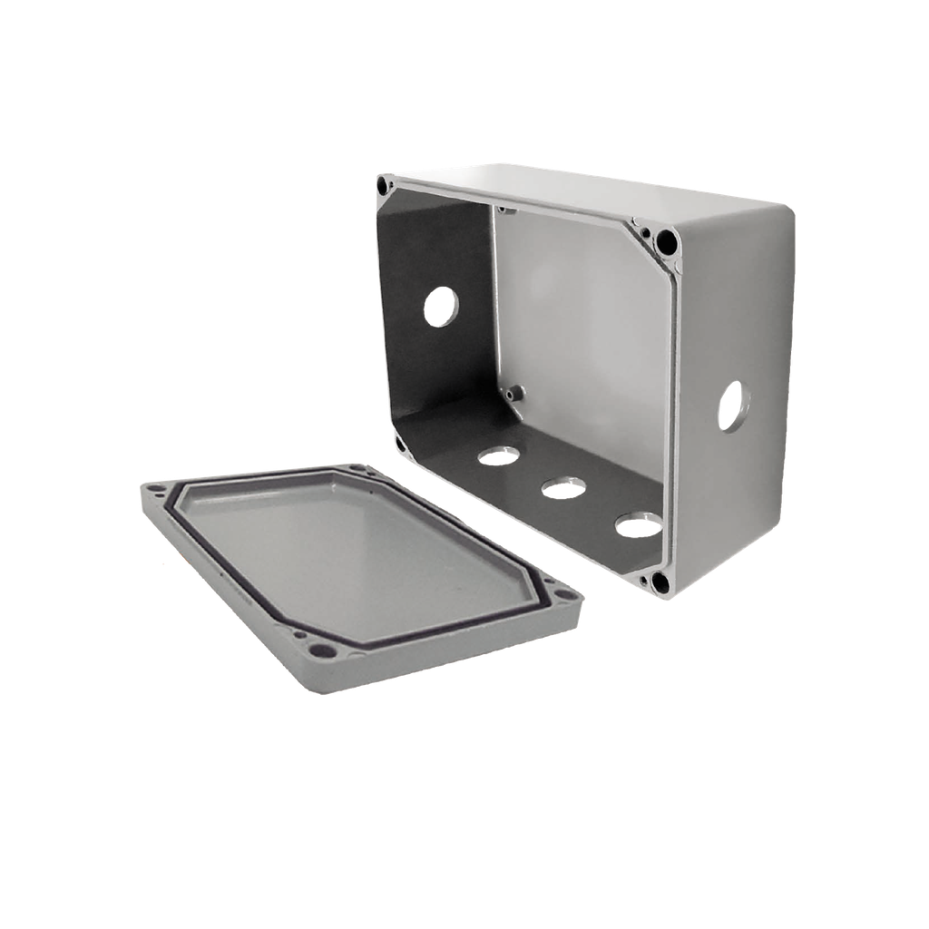 Caja de Unión de Aluminio con 6 salidas de 3/4 / Orificios 1 Izq - 1 Der - 4 en la parte inferior.