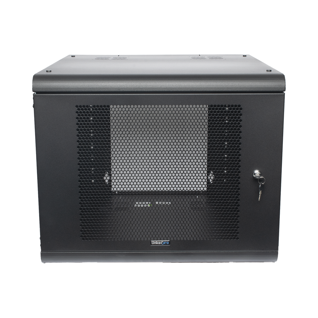 [SR-1909-GN2P] Gabinete de Pared con Puerta Perforada, 635mm de Profundidad, 9U Rack de 19 in, Acero Reforzado