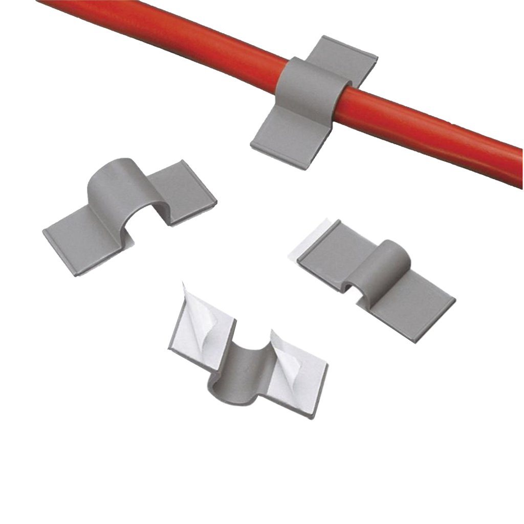 Clip adhesivo 12,7 mm, gris claro