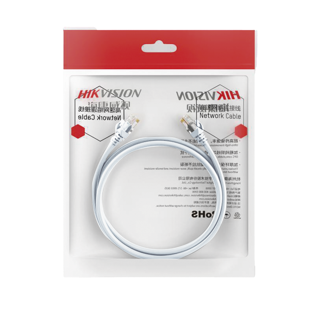 Cable de Parcheo (Patch Cord) / UTP / Cat. 6 (24 AWG) / 1 Metro / Color Blanco / Ideal para PoE+ / Interior