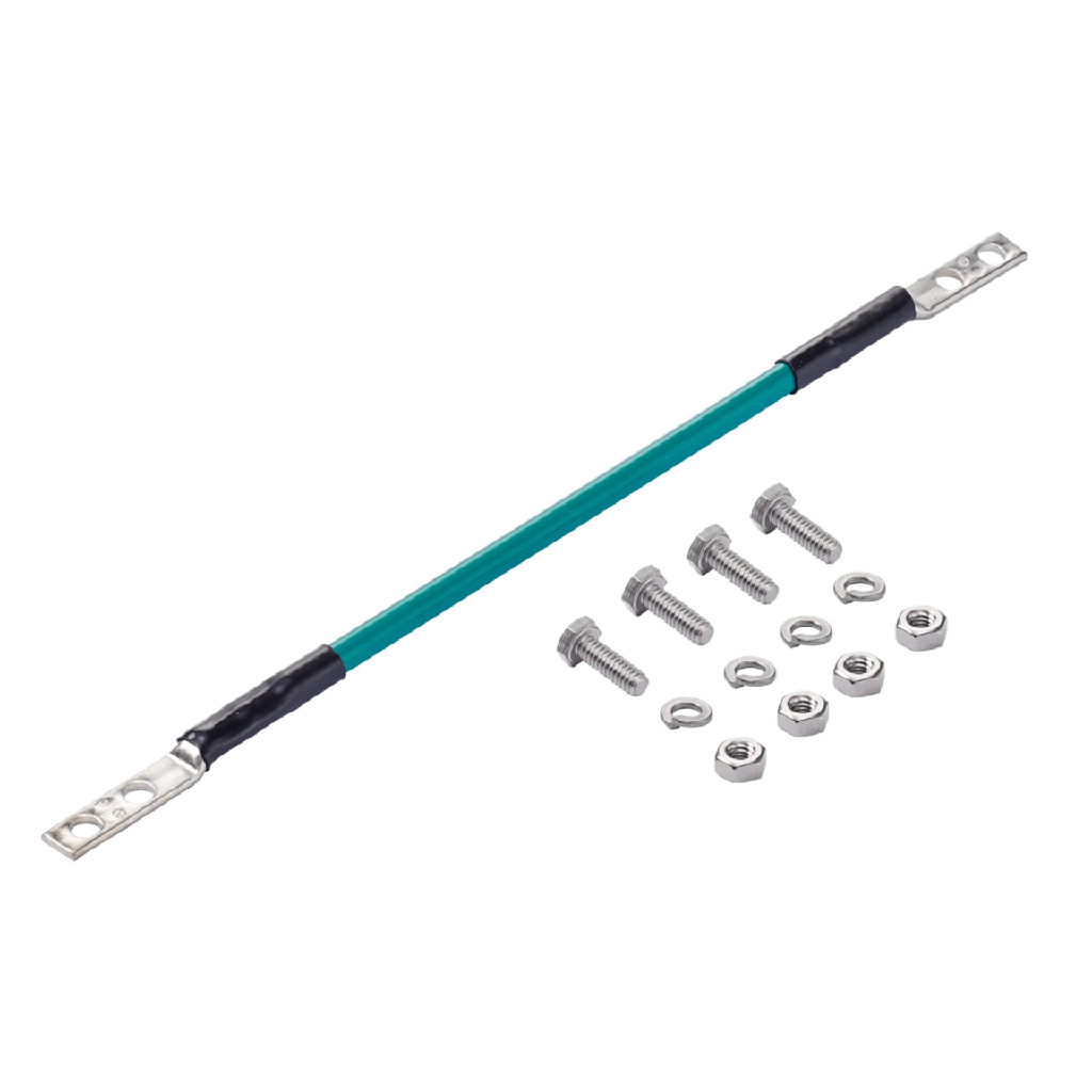 Kit de Jumper de Tierra Física, de Cobre 6 AWG, Fabricado con Aislamiento THW y Terminales de Dos Orificios en Cada Extremo, 30 cm de largo