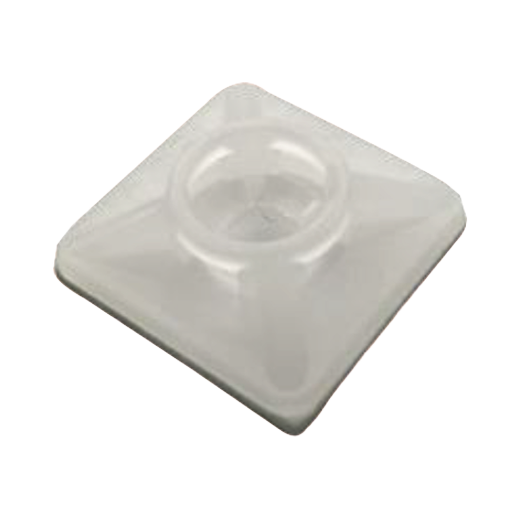 Base Autoadherible para Cinchos Práctica y Eficiente para la Organización y Fijación de Cables, Fabricada en Nylon Resistente y de Color Natural con una Medida de 19x19 mm, Paquete con 100 Piezas (4210-00001)