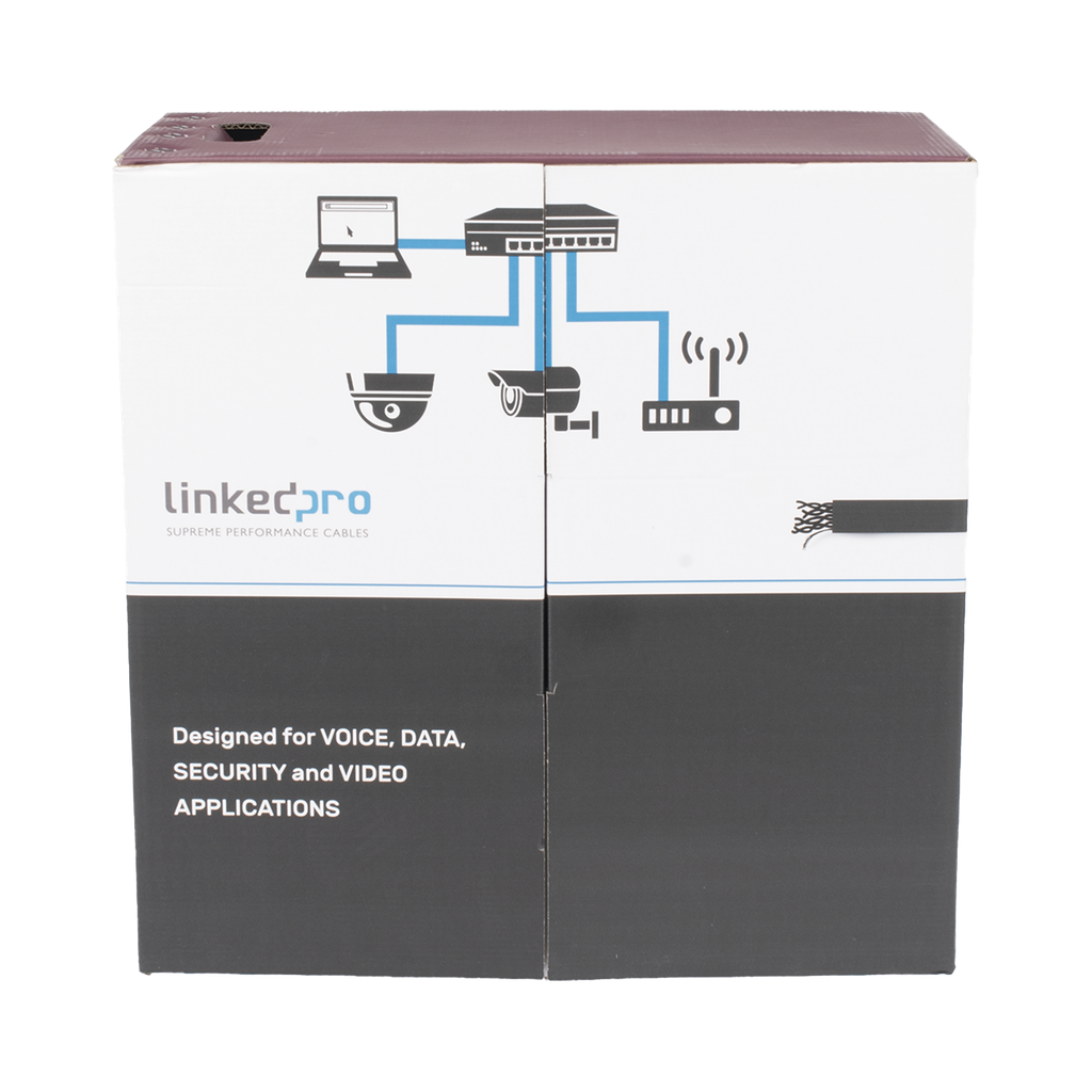 [PRO-CAT-5-EXT-LITE-DJ] Bobina de Cable UTP 305 m, Cat5e Con DOBLE FORRO, para Exterior, CLIMAS EXTREMOS, Color Negro