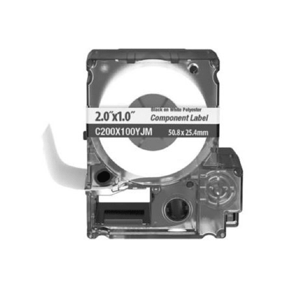 [C200X100YJM] Casete de 140 Etiquetas Adhesivas, Para Identificación de Marcadores de Cable, Rack o Gabinetes, 50.8 x 25.4 mm, Color Blanco