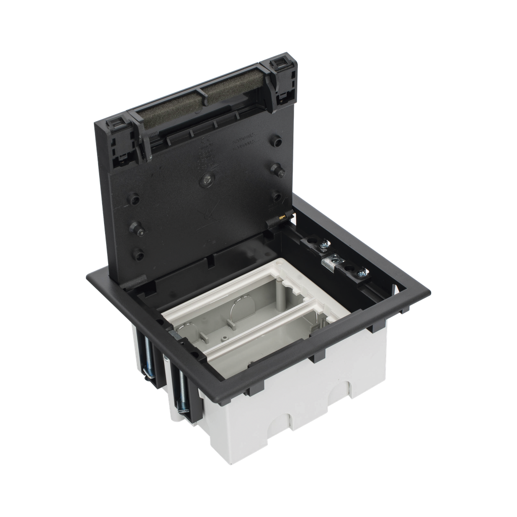 Caja Para Instalación en Piso Falso para Voz, Datos o Contactos Eléctricos / Capacidad para 2 Módulos / Espacio Embellecedor en la Tapa / Profundidad Ajustable de 90 a 120 mm / Los Módulos se Adquieren Aparte / (SF210/14CY)