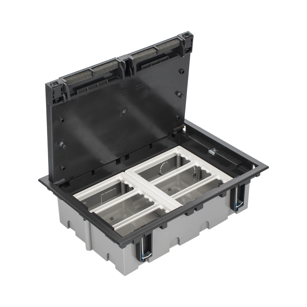 Caja Para Instalación en Piso Falso para Voz, Datos o Contactos Eléctricos / Capacidad para 6 Módulos / Espacio Embellecedor en la Tapa / Profundidad Ajustable de 90 a 120 mm / Los Módulos se Adquieren Aparte / (SF610/14CY)