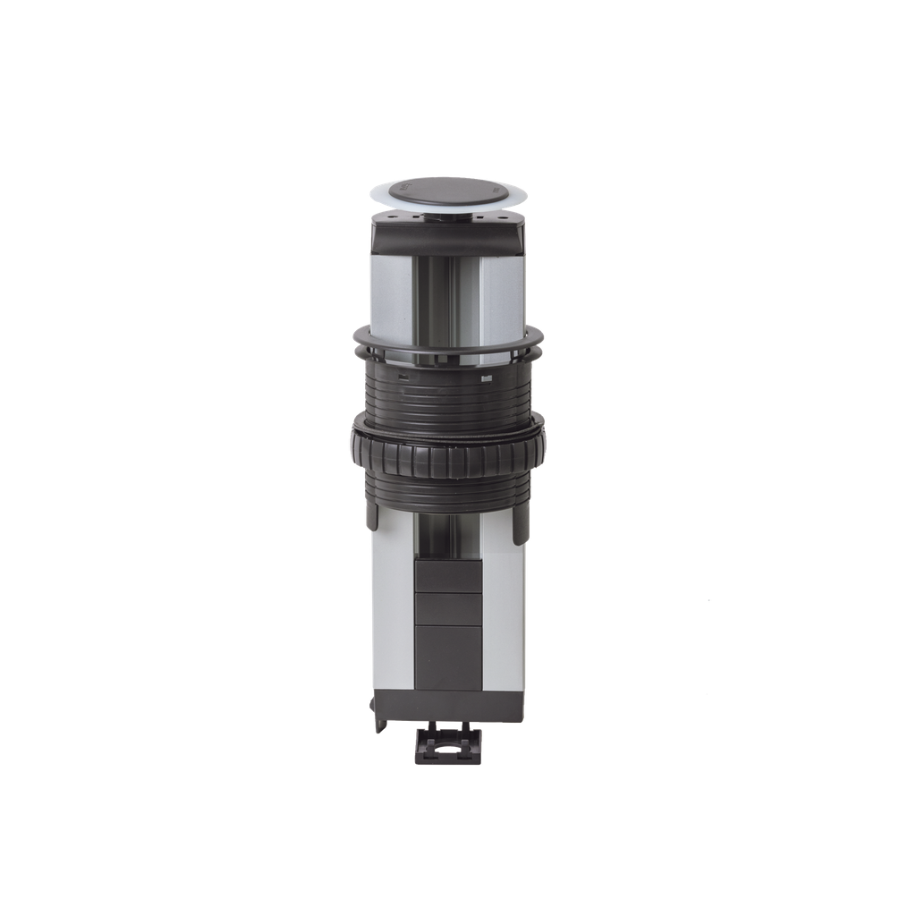 Teleblock Simon K45 para Voz, Datos, Multimedia o Contactos Eléctricos / Capacidad para 4 Módulos K45 / Apertura Manual con Tapa Abatible / Instalación en Mobiliario de Oficina o Comercial / (KTL204CY))