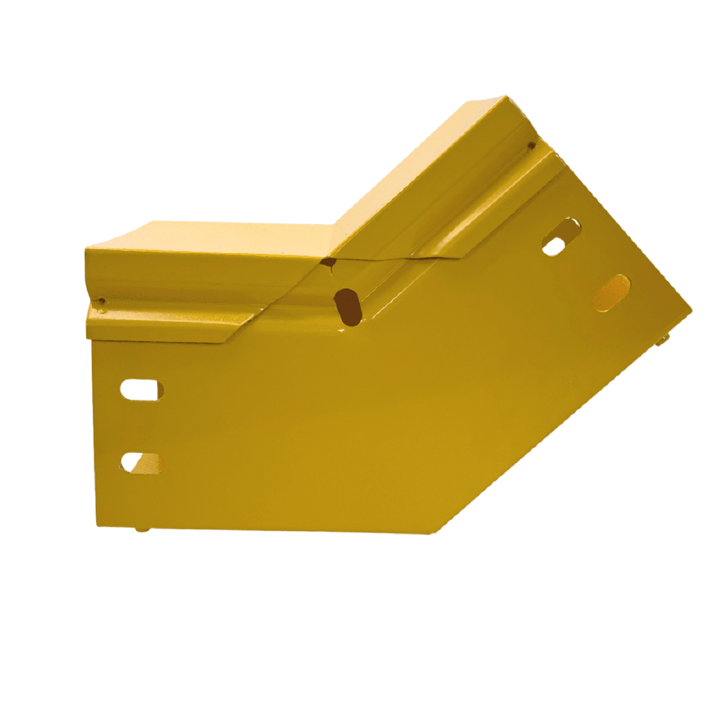 CHFIBER CURVA VERTICAL INTERIOR A 45° DE ALUMINIO PERALTE 4 ANCHO 4 RADIO 8 CON RECUBRIMIENTO EN PINTURA EPÓXICA, INCLUYE TAPA , UN PAR DE COPLES Y TORNILLERÍA.