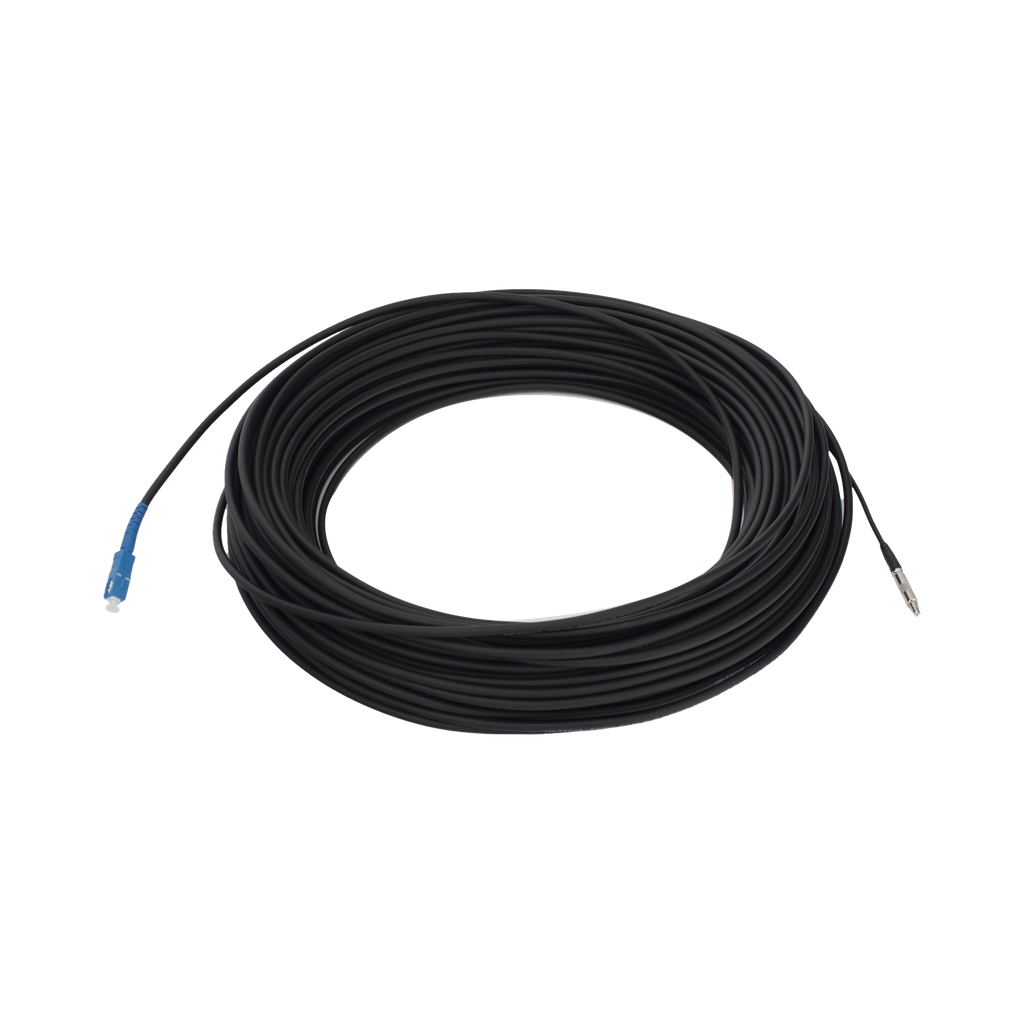 Rollo de Fibra Óptica Drop Redonda G657A2 Monomodo Simplex de 50 Metros con Conectores SC/UPC-SC/UPC para Instalaciones Aéreas, Subterráneas o a la Intemperie