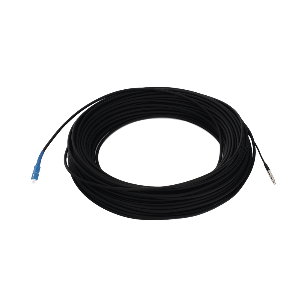 Rollo de Fibra Óptica Drop Redonda G657A2 Monomodo Simplex de 100 Metros con Conectores SC/UPC-SC/UPC para Instalaciones Aéreas, Subterráneas o a la Intemperie