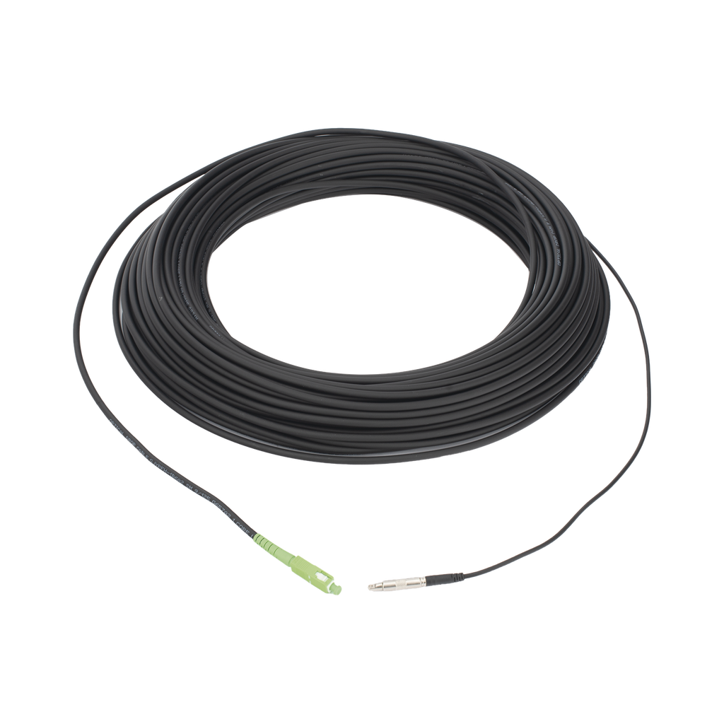 Rollo de Fibra Óptica Drop Redonda G657A2 Monomodo Simplex de 100 Metros con Conectores SC/APC-SC/APC para Instalaciones Aéreas, Subterráneas o a la Intemperie