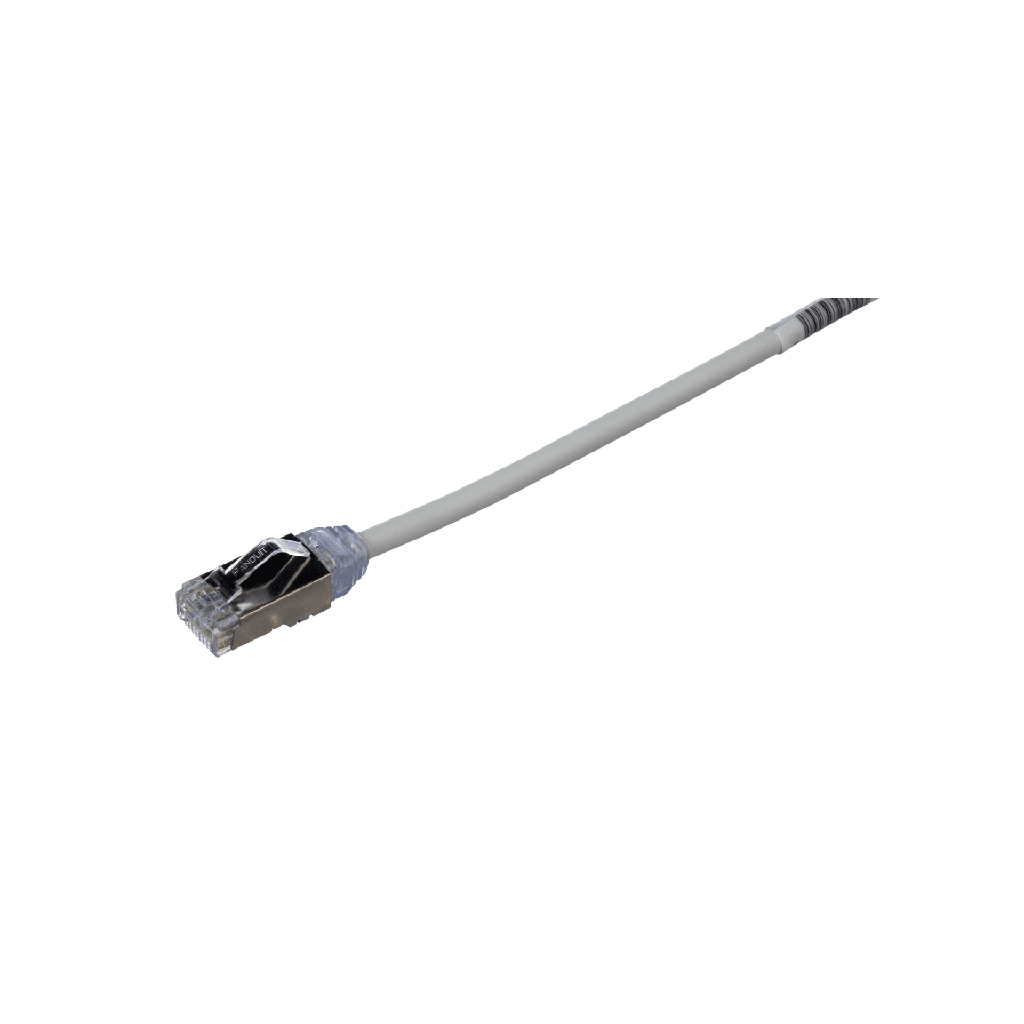 Patch Cord Cat6A, Diametro Reducido 28 AWG, Blindado S/FTP, CM/LS0H, 5 m, Color Gris