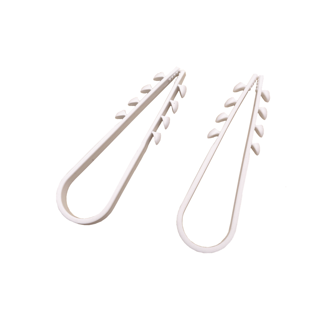 [LPHOLD18] Bolsa con 100 clips sujetadores de plástico para cables de 11 a 19 mm. Ideales para instalaciones en pared, brindan sujeción firme y segura.