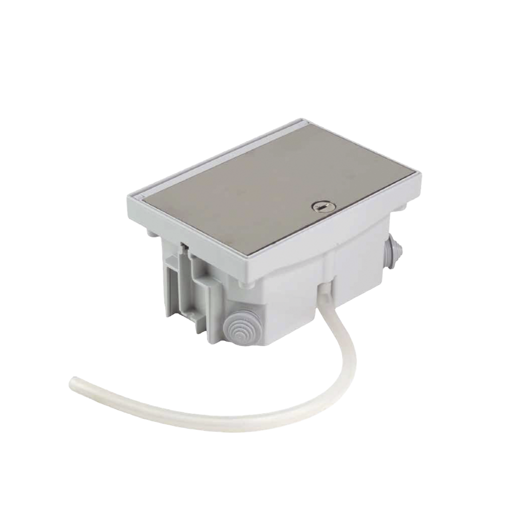 Caja de Suelo Estanca IP66 para Interior y Exterior / Protección contra Polvo y Agua / Sistema de Drenaje Integrado / Cierre Manual o de Seguridad / Alta Resistencia para Áreas Públicas