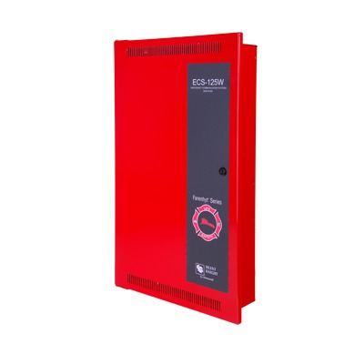 [ECS125W] Amplificador Inteligente de 125 Watts para Sistema de Evacuación por Voz, con Fuente de Alimentación y Respaldo de Batería