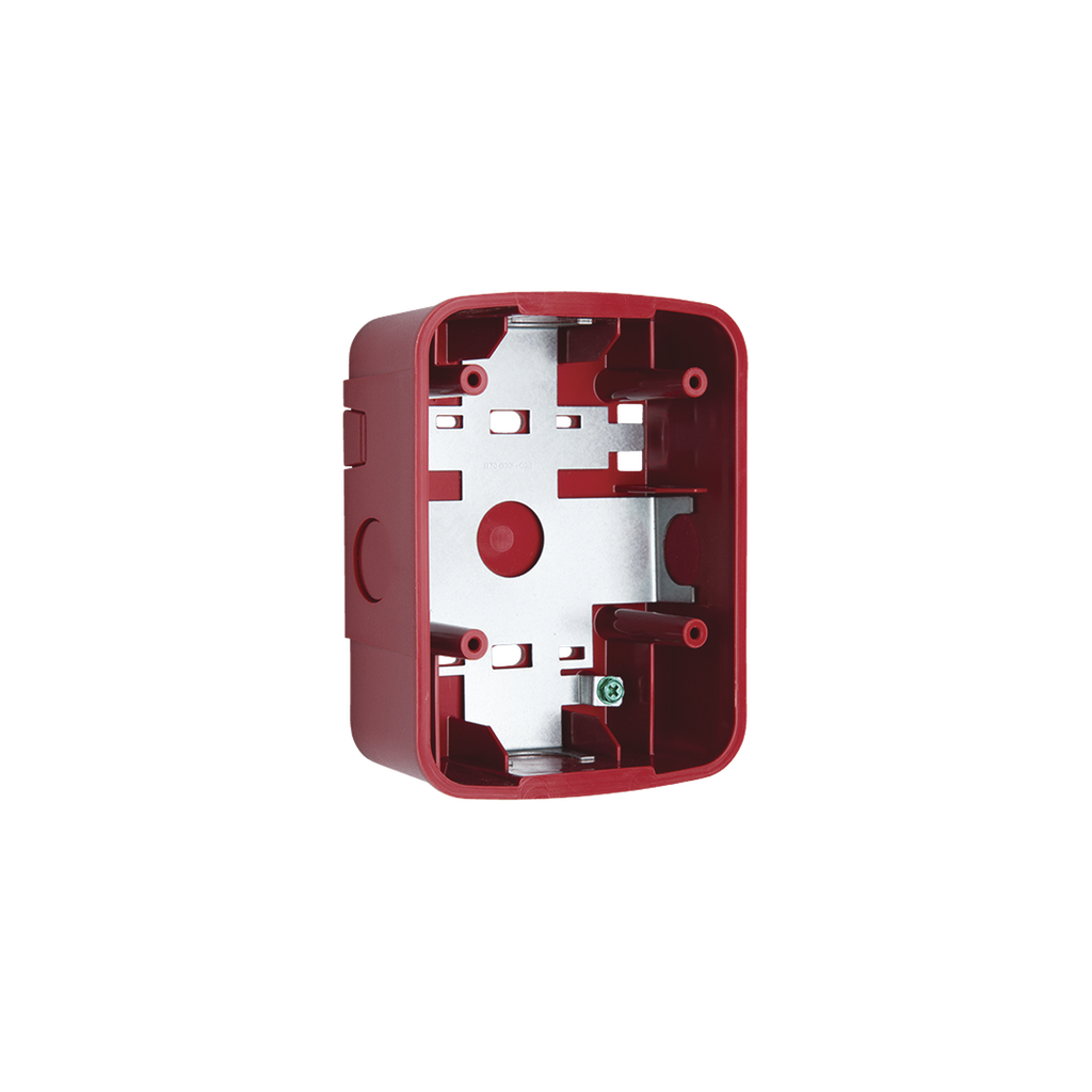 Caja de Montaje en Pared para Bocina y Bocina con Lampara Estroboscopica y para montaje en Techo de Bocinas, Color Rojo
