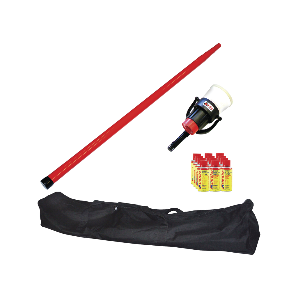 Kit De Prueba De Detectores De Humo, Incluye Pértiga Telescópica SOLO-100 4.6m, Dispensador SOLO-330 4, 12 Latas De Humo M8 y Bolsa De Transporte SOLO-604