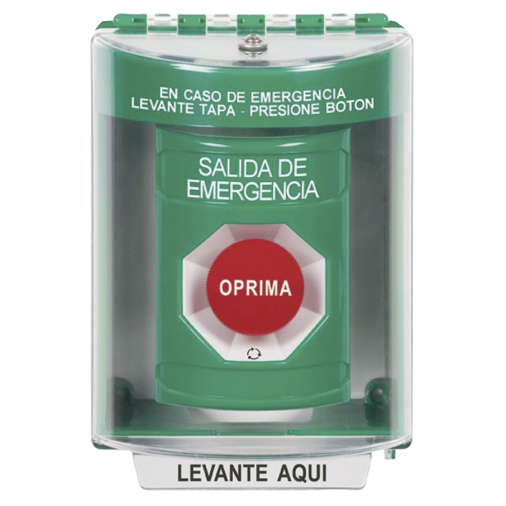 [SS2171EX-ES] Botón Multipropósito, Salida De Emergencia, Girar Para Reset, Español, Cubierta De Policarbonato, 2 Relevadores NO/NC, Interior/Exterior