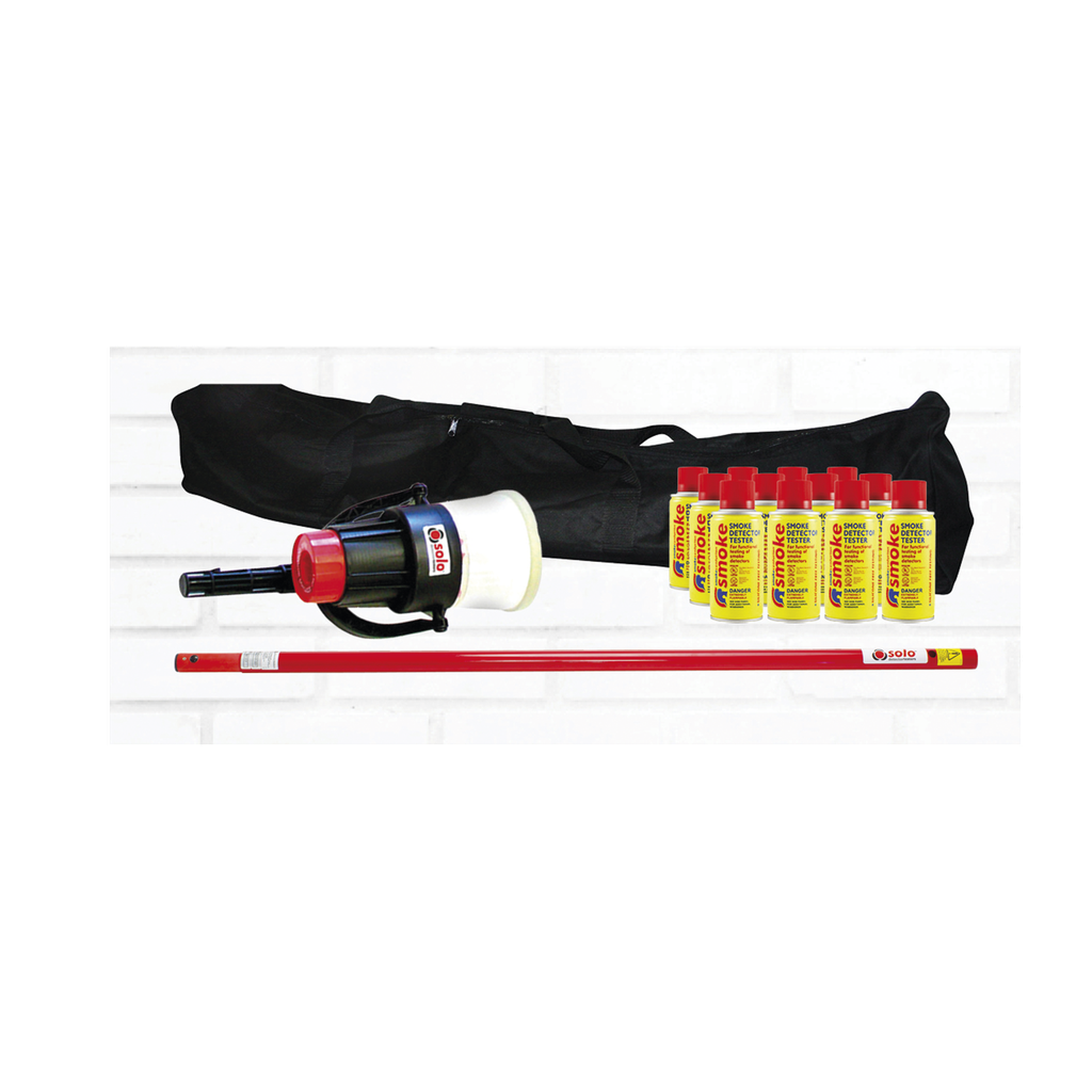 Kit De Prueba De Detectores De Humo, Incluye Extension Telescópica SOLO-101 1.2 m, Dispensador SOLO-330 4, 12 Latas De Humo M8 y Bolsa De Transporte SOLO-604