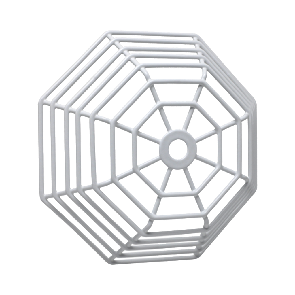 Rejilla de acero Web Stopper® para protección de detectores de humo de vandalismo y accidentes. Bajo perfil, montaje empotrado.