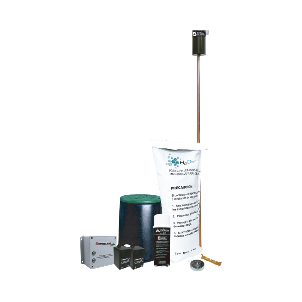 [KIT-MASTER-SOHO] Kit de tierra física (VARIGROUND) con supresor de pico (SOHO) y accesorios de instalación.,