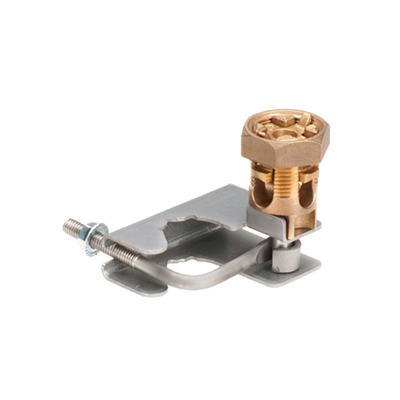 Abrazadera para Tierra Física en Base de Piso Falso, para Cables de 6 a 1/0 AWG. Para Pedestales Cuadrados de 7/8 y Circulares de 1 a 1 1/8