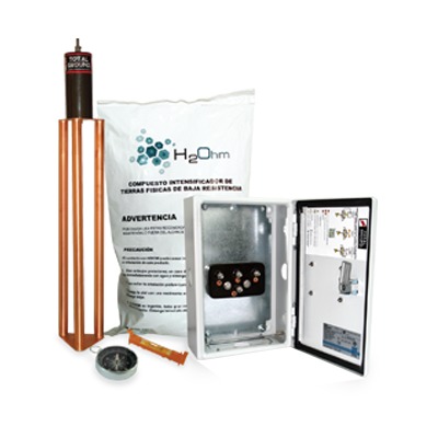 [TG-45K-AI] Kit Antivandalico de puesta a tierra de 45 A con Electrodo, Filtro, Acoplador y Compuesto H2Ohm.