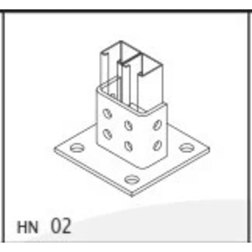 [ANC-HN02] Base Cuadrada con 4 perforaciones para Perfil Doble.