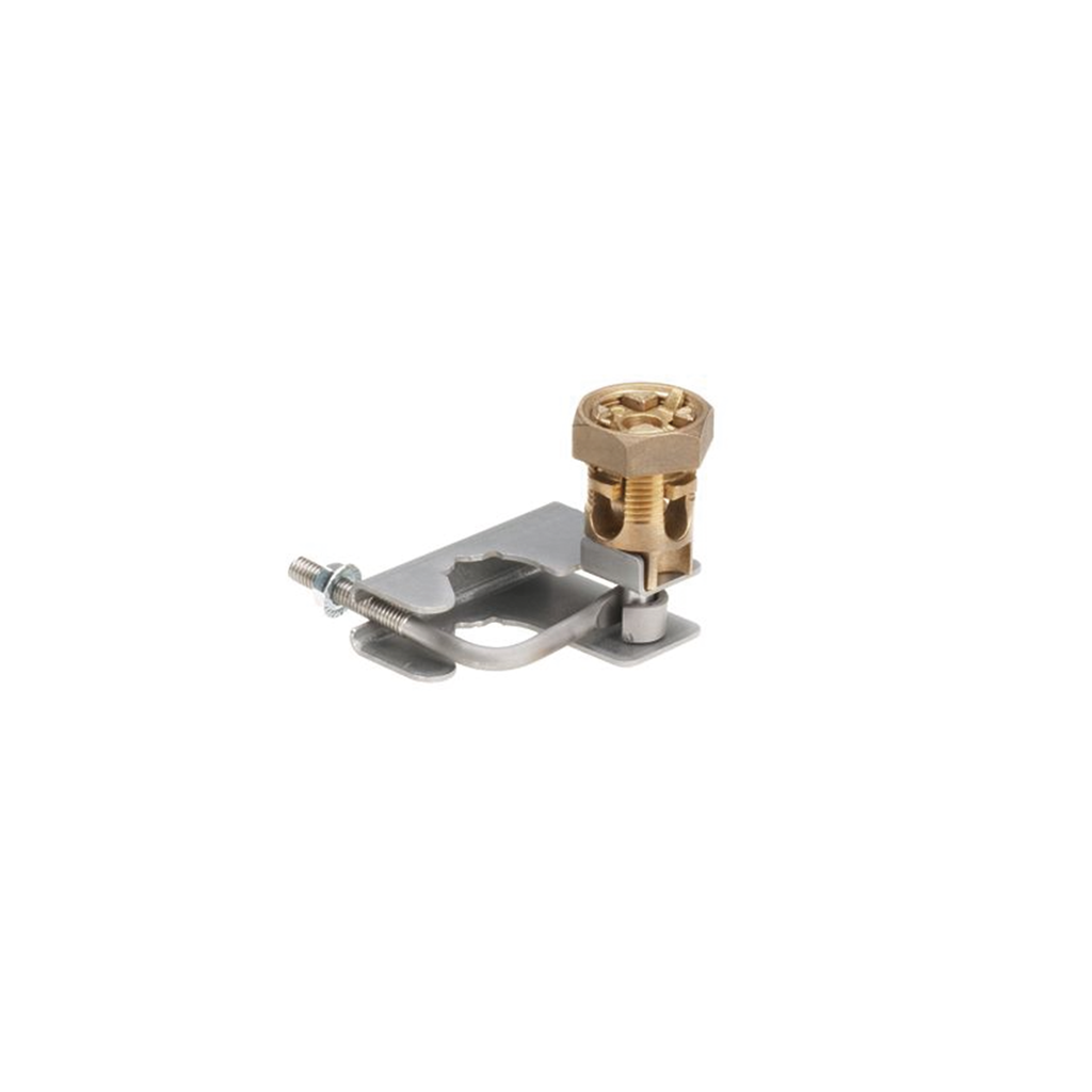 Abrazadera para Tierra Física en Base de Piso Falso, para Cables de 6 a 1/0 AWG. Para Pedestales Circulares de 3/4 y 7/8.