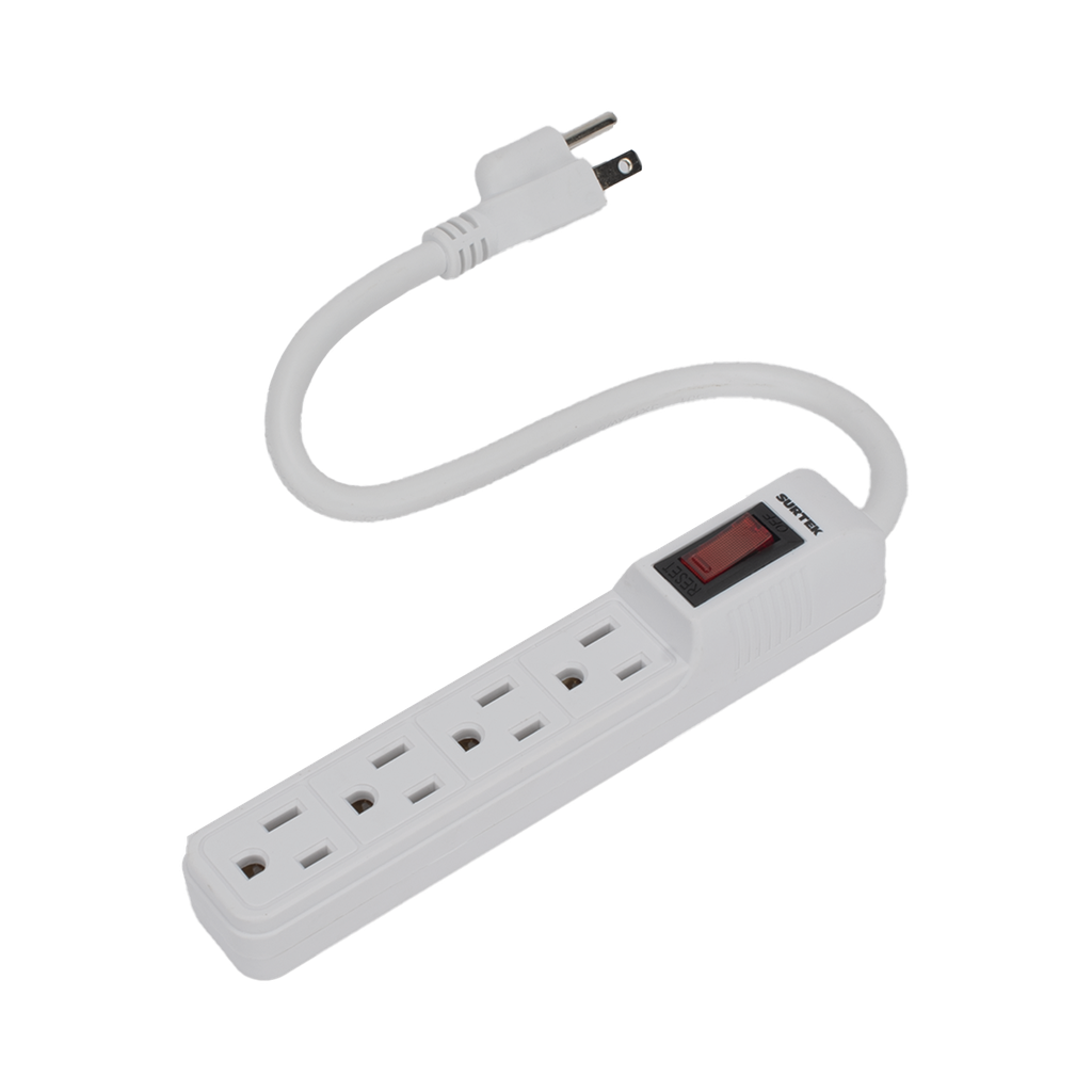 Multicontacto con cable 30 cm. 4 tomas 127 Vca línea, tierra, neutro 15 A max.