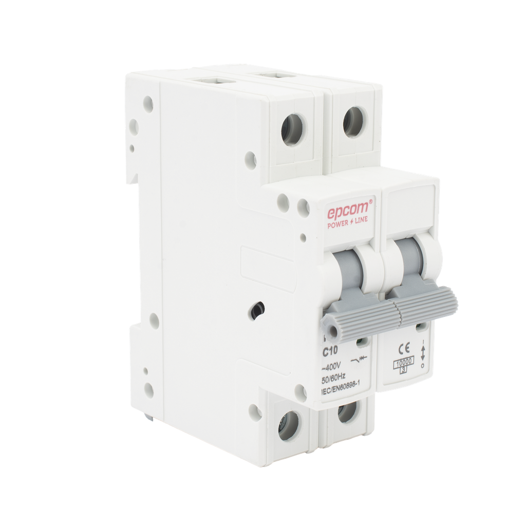 Protección Térmica/ Interruptor 2P, 10 A,  Corriente Alterna  400 Vca para Aplicación Fotovoltaica Montaje Riel DIN
