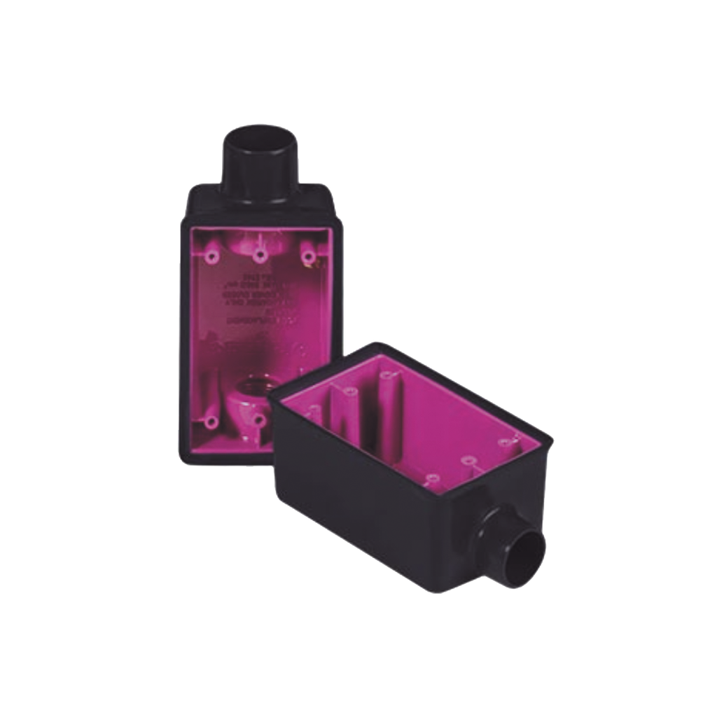 [RR-0506-PC] Caja Rectangular de 3/4 / 1 Entrada / Con Recubrimiento exterior de  PVC e interior Purpura.