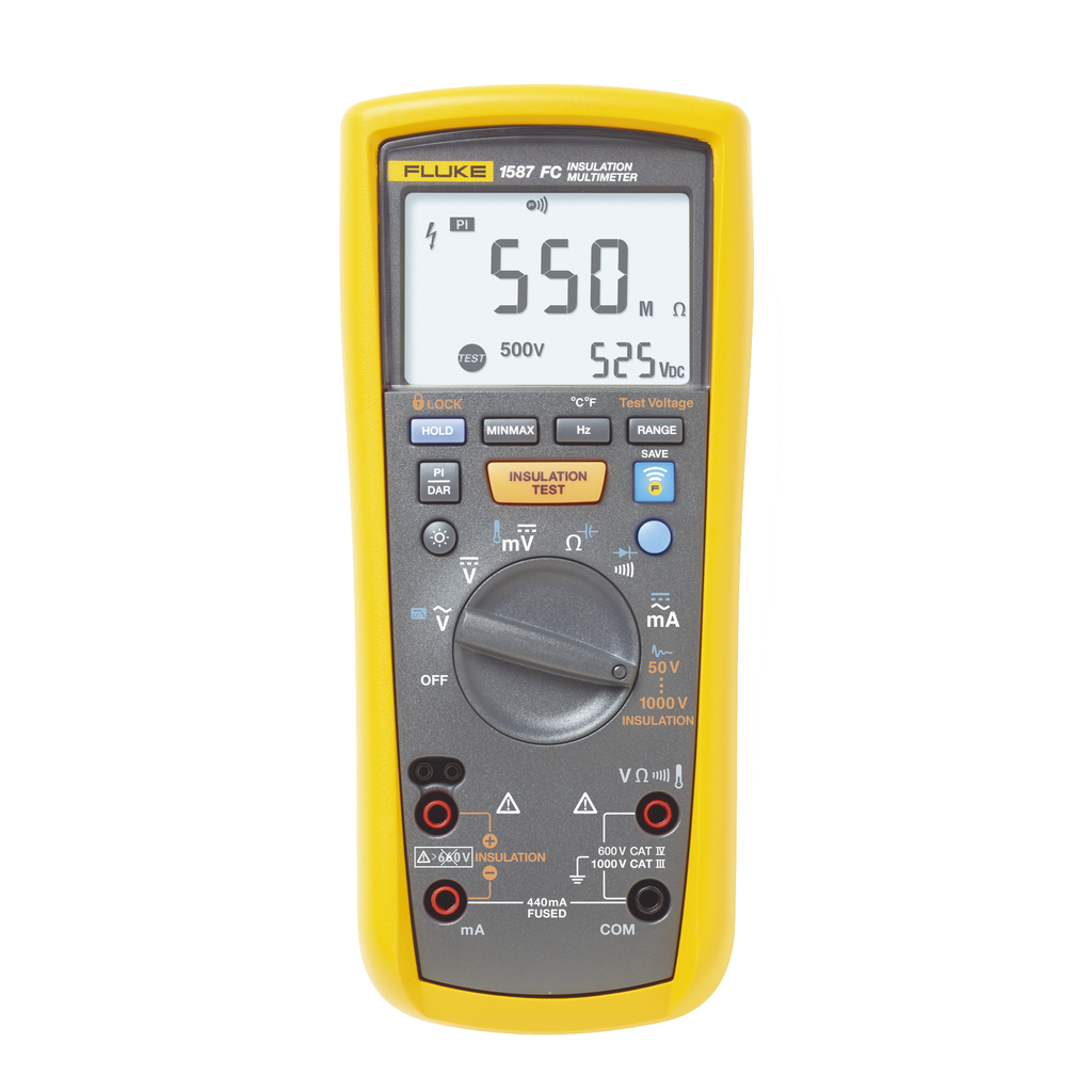Multímetro de Aislamiento 0.01 M? - 2G? . Prueba de 50V - 1000V. Compatible con FLUKE CONNECT