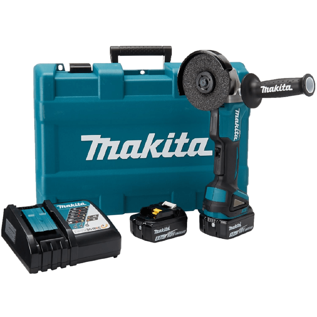 Miniesmeril de 4-1/2 8500 RPM, 18V, incluye 2 Batarias de 5 A, Cargador Rápido y Maletín