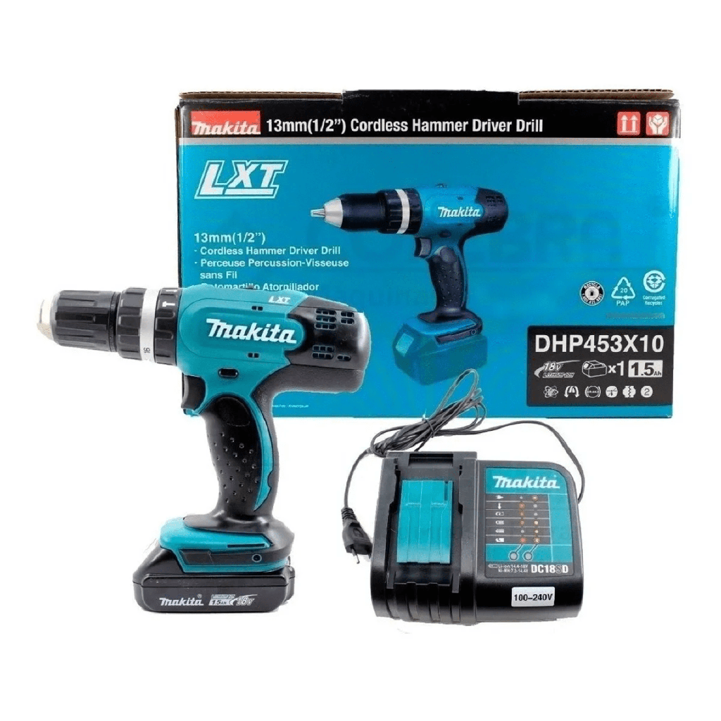 [DHP453X10] ROTOMART. ATORN. 1/2INV.V.R. 2 VEL. 0-400 0-1500 RPM LI-ION 1 BAT. 1.5AH. Y CARG C/ FRENO 18V