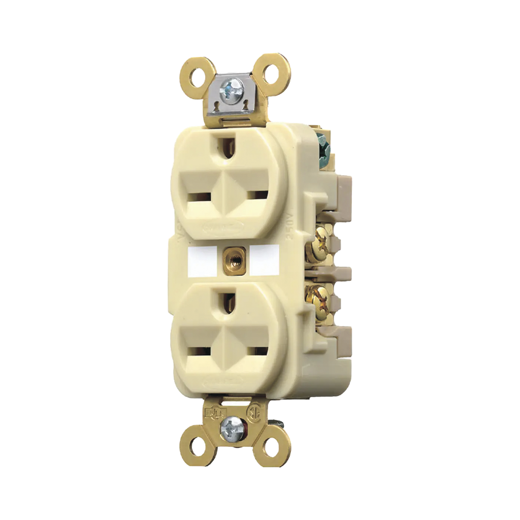 [HUB-HBL-566-2I] Contacto Dúplex 15 A 250 V / 2 Polos 3 Hilos / Nema 6-15R / Grado Industrial /Color Marfil.