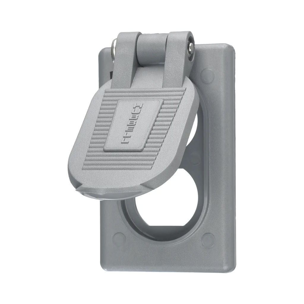 [HUB-HBL-522-2] Tapa Resistente a Intemperie para Contacto Dúplex de  Policarbonato Color Gris.