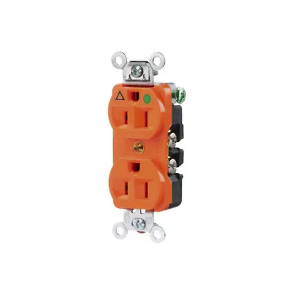 [HUB-IG8-200] Contacto Dúplex 15 A 125 V 2 Polos, 3 Hilos Color Naranja (Nema 5-15R). Grado Hospital.