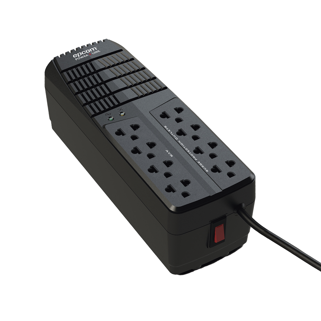 Regulador de Voltaje 1000 VA-500 W /  4 Contactos con AVR / 4 Contactos con Supresor de Picos / Protección RJ11