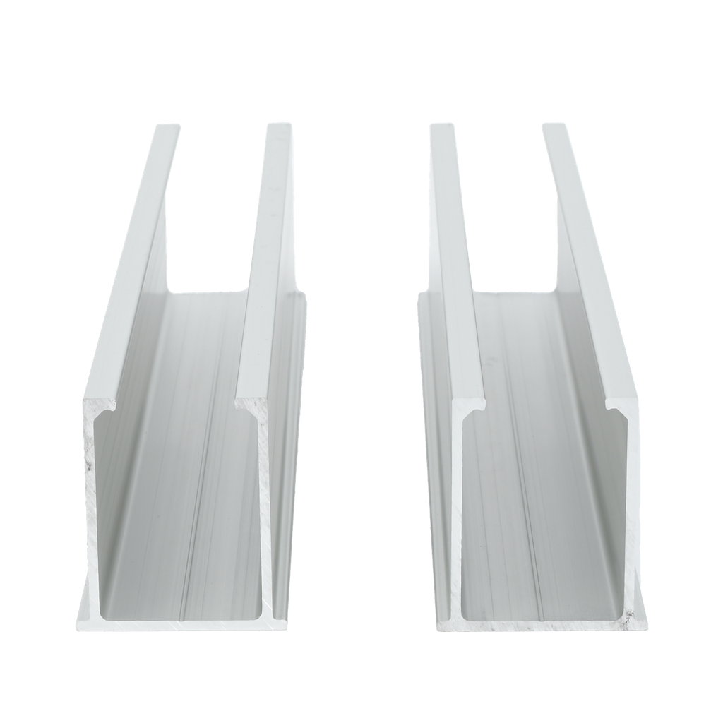 Juego de 2 Mini Rieles De Aluminio para Montaje de Módulos Solares en Techo (Instalación plana 0°). Incluye 4 Tornillos Perforantes.