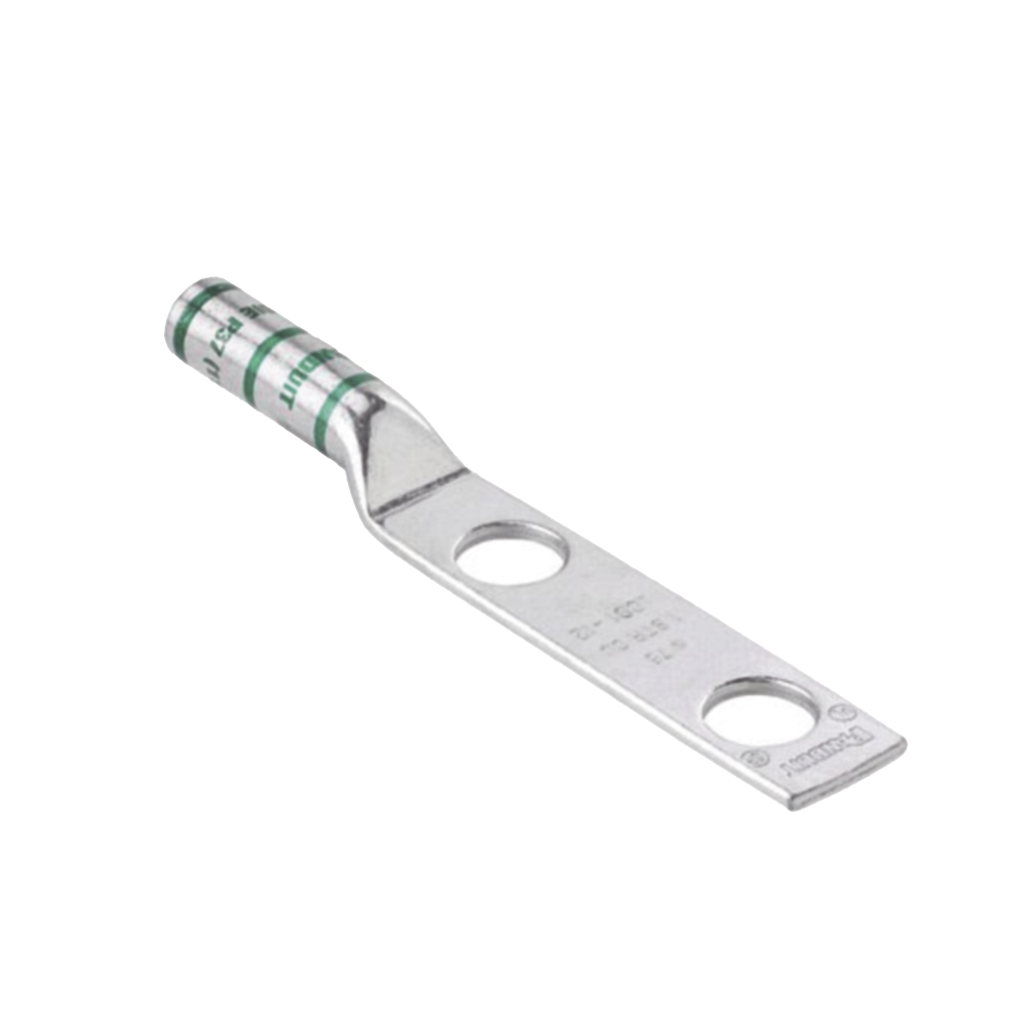 Conector de Compresión de Cobre con 2 Orificios 3/8 para Cable 2 AWG,  1 de espacio entre Orificios. Paquete de 25 Piezas