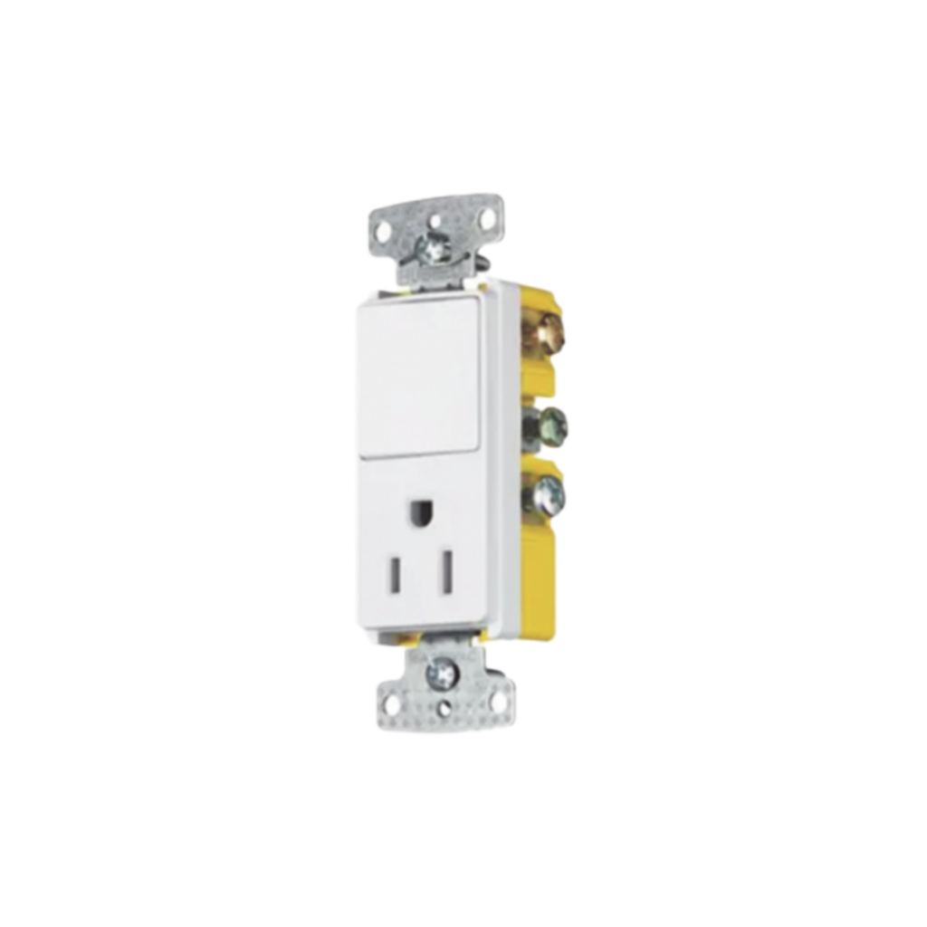 [HUB-RCD-108W] Combinación de Contacto y Apagador Decorador 15A 125V/ Color  Blanco.