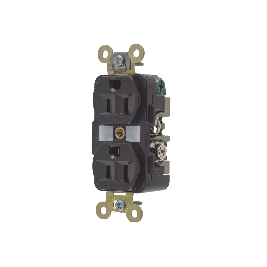 [HUB-HBL-5262BK] Contacto Dúplex 15 A 125 V / 2 Polos 3 Hilos/ Color Negro / Nema 5-15R / Grado Industrial.