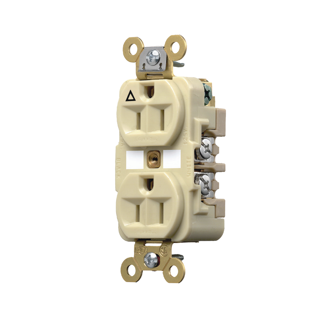 Contacto Dúplex Conexión a Tierra Aislada 15A 125V/ 2 Polos 3 Hilos/ Color Marfil/ Nema 5-15R/ Grado Industrial.