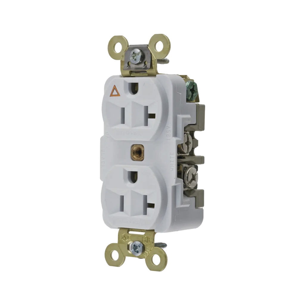 [HUB-IG5362W] Contacto Dúplex Conexión a Tierra Aislada/ 20 A 125 V/ 2 polos 3 Hilos/ Color Blanco/ Nema 5- 20R/ Grado Industrial.