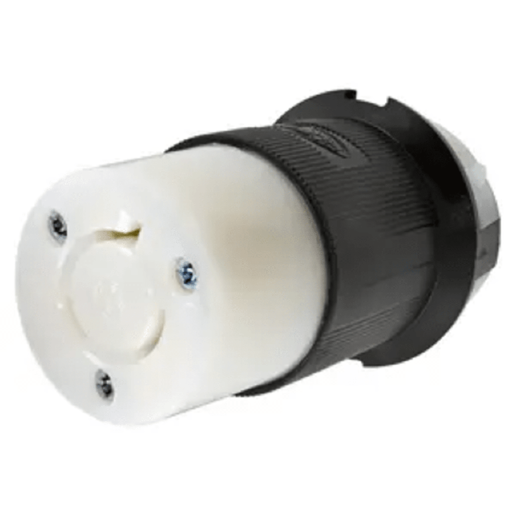 [HUB-HBL2333] Conector Industrial con Bloqueo de Media Vuelta / 20 A 277 V CA / 2 Polos 3 Hilos / Color Blanco y Negro / Nema L7-20R.