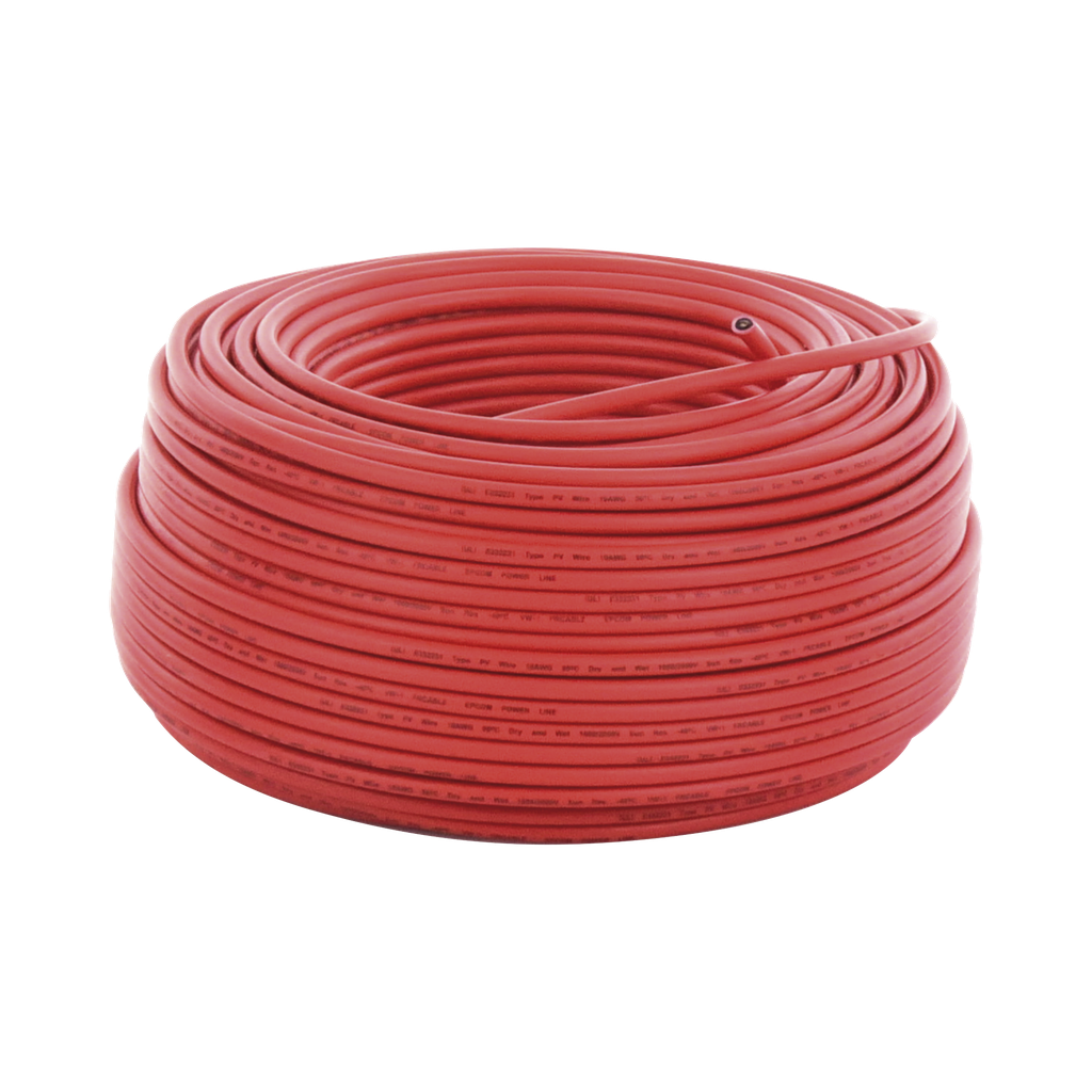 Cable Fotovoltaico Rojo / 6mm² (10AWG) / Material COBRE / 2000V / Rollo de 100 m
