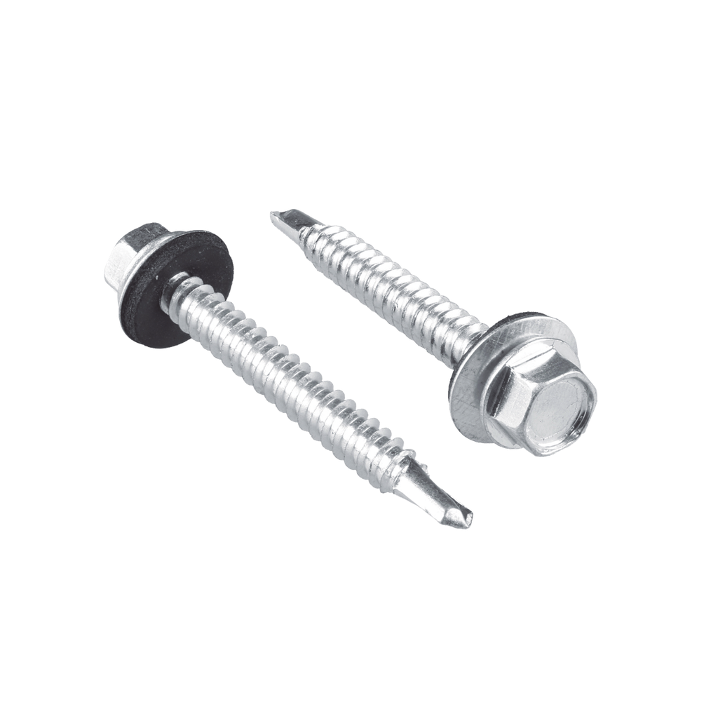 Tornillo - Pija cabeza hexagonal con rondana y punta broca #14 x 1, 100 piezas